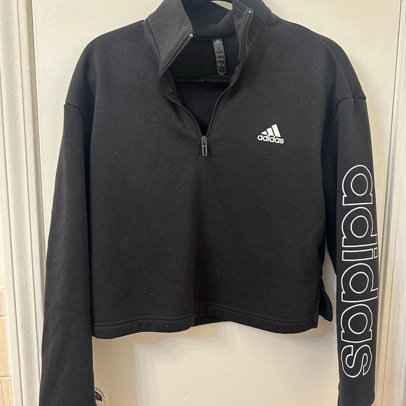 adidas Tops - Adidas Black Cropped Sweatshirt
